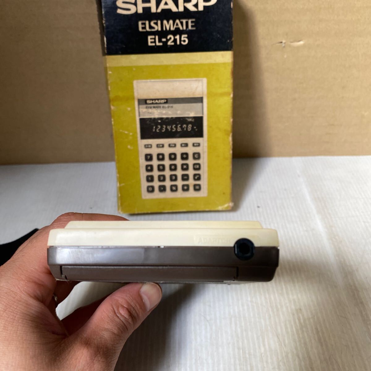 SHARP 昭和レトロ 電卓 シャープ 計算機 當時物 レトロ ビンテージ EISI MATE EL-215 動作品 本體とソフトケース 箱3點 箱痛み 