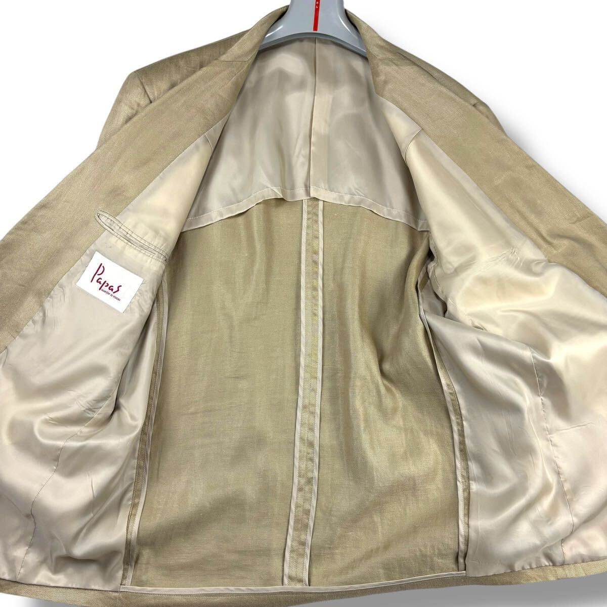 ✨極美品 パパスプラス XL テーラードジャケット リネン 希少カラー 2B 1円 良品 XXL.2XL~XXXL.3XL パパス PAPAS テーラードジャケット