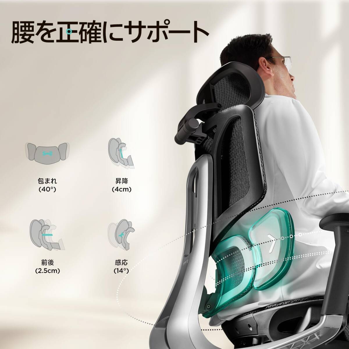 ４月5日　新入荷　Hbada E3Air　グレー　新品　埼玉引き取り限定　発送不可　組み立て済　　オフィスチェア 椅子 デスクチェ 人間工學(xué) 