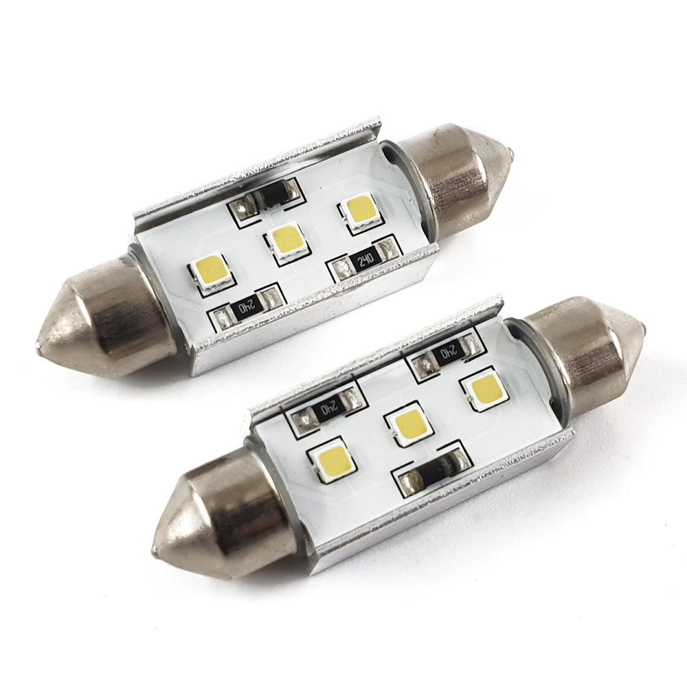 【特】T10×41mm SMD 3連 3W LEDルームランプ 白(ホワイト) 2個_画像1