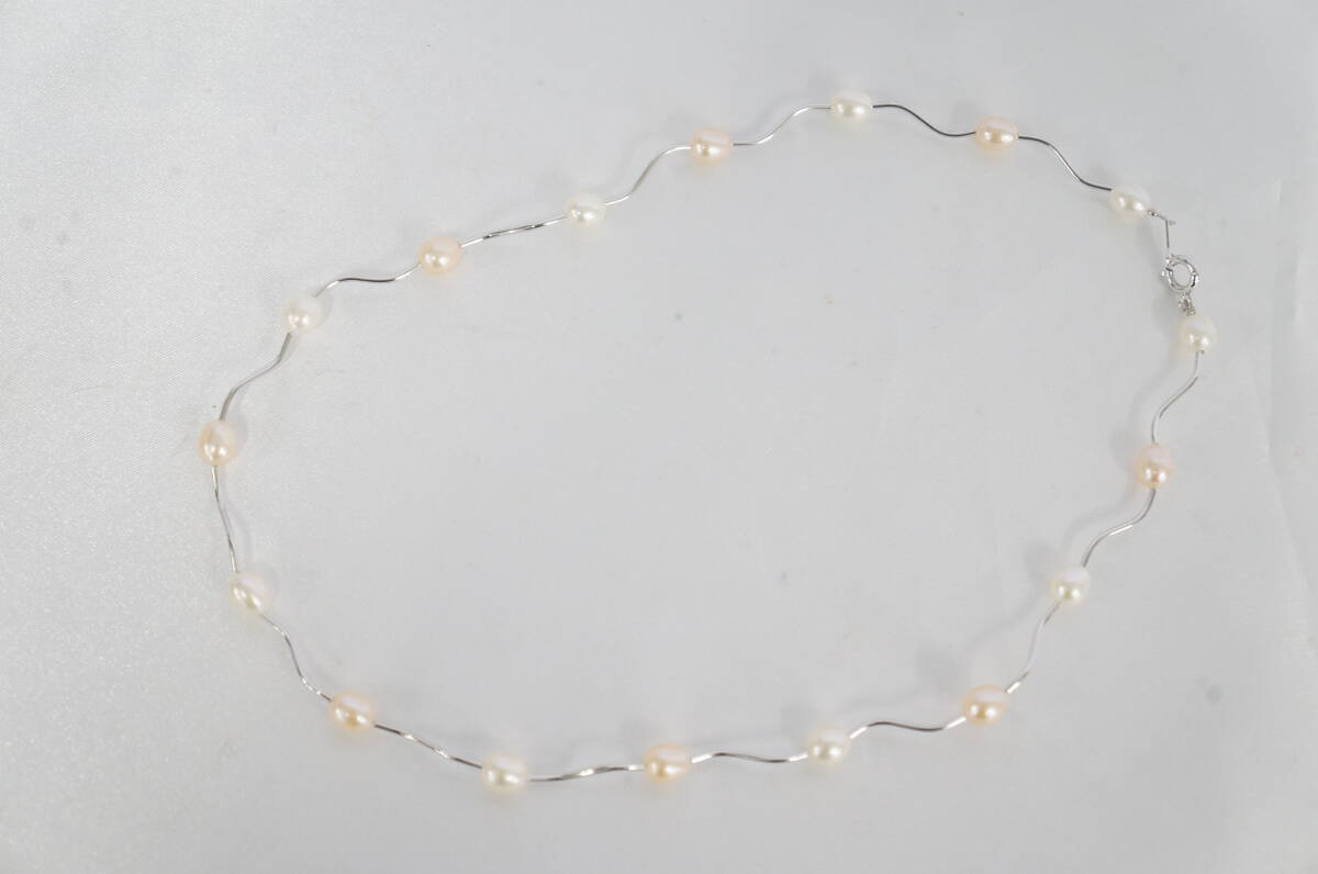 MIKIMOTO ミキモト オーバル ホワイト ピンク パール 真珠 SILVER925 ネックレス 総重量:約9.7g アクセサリー 箱付き 3506196011