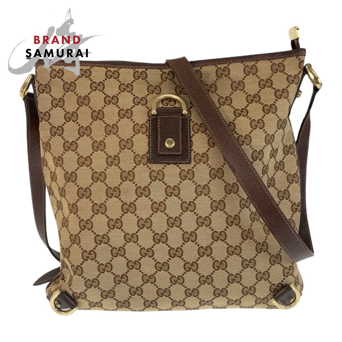 GUCCI グッチ ショルダーバッグ GGキャンバス アビー ゴールド金具 茶