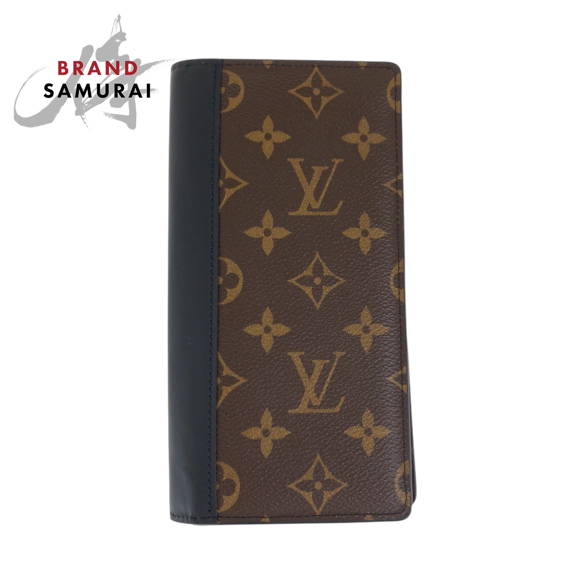 美品 LOUIS VUITTON ルイヴィトン モノグラム マカサー ポルトフォイユ ブラザ ブラウン ブラック シルバー金具 PVC M69410 長(zhǎng)財(cái)布 503239
