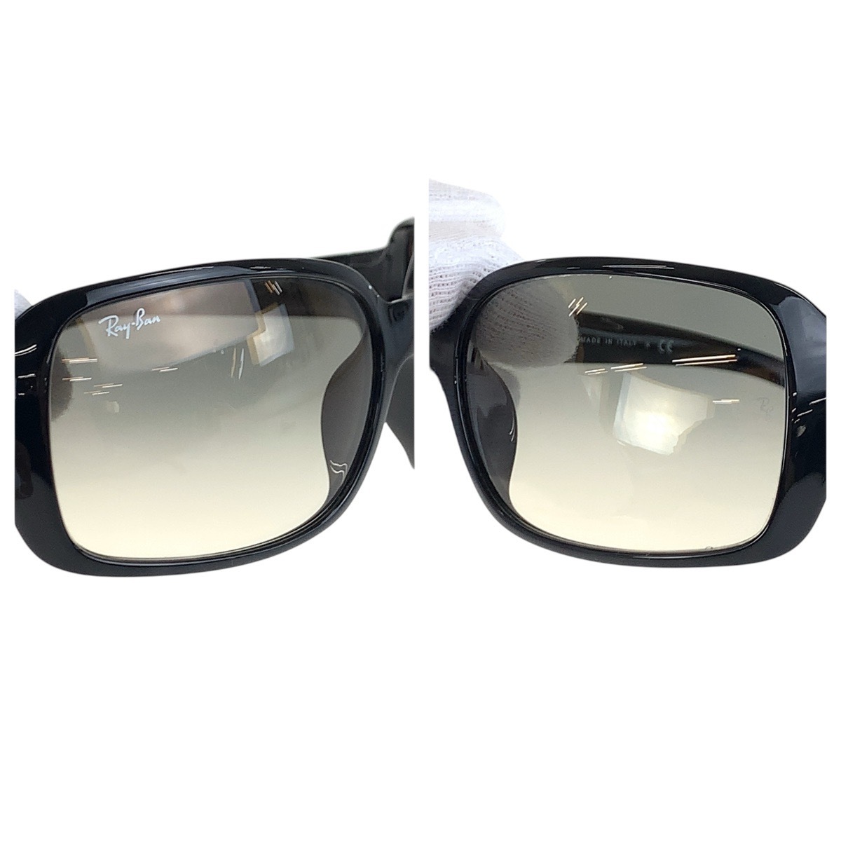 美品 Ray-Ban レイバン ブラック 黒 シルバー金具 プラスチック RB 4068 601/32 2N サングラス メンズ 503463
