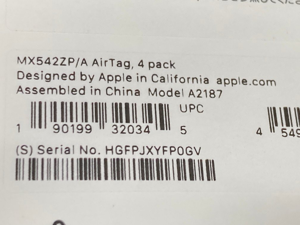 Apple　アップル　Air Tag　XM542ZP　A2187　箱付き　未開封【DFAV5010】