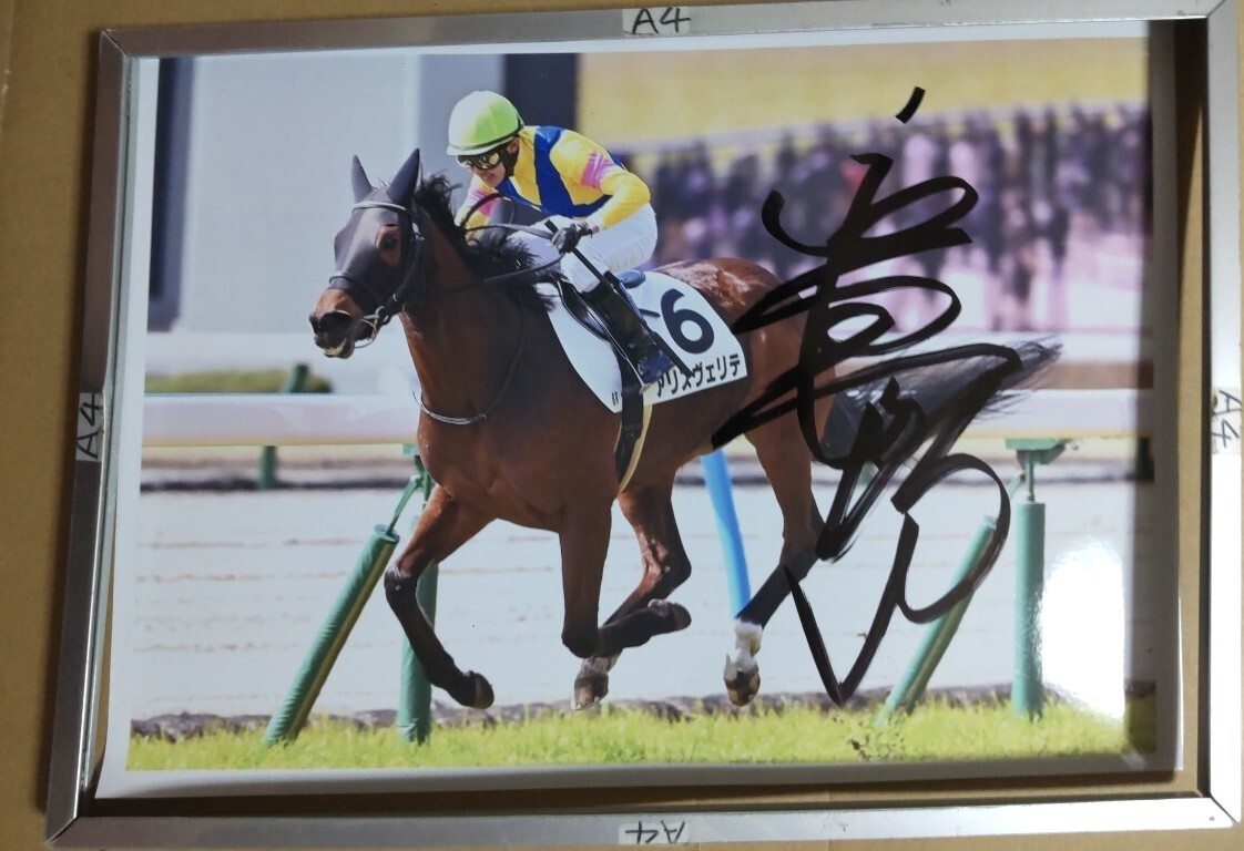 柴田裕一郎骑手直笔サインパネル　アリスヴェリテ　4歳以上1胜クラス　JRA初胜利　福永祐一と北村友一と柴山雄一と一绪に出て来たwww
