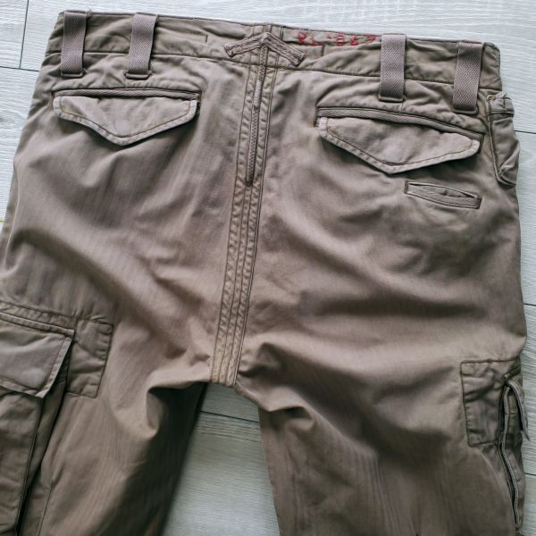 Polo by Ralph Lauren ラルフローレン■美品 2000s ヘリンボーン USED加工 タイトフィット パラシュートパンツ W30 ギミック カーゴ Y2K