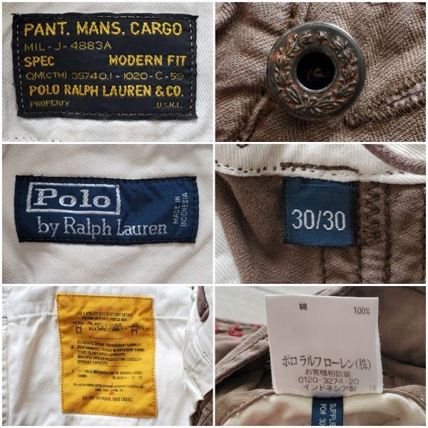 Polo by Ralph Lauren ラルフローレン■美品 2000s ヘリンボーン USED加工 タイトフィット パラシュートパンツ W30 ギミック カーゴ Y2K