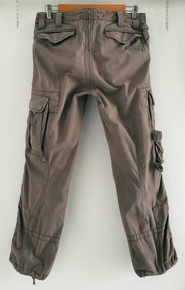 Polo by Ralph Lauren ラルフローレン■美品 2000s ヘリンボーン USED加工 タイトフィット パラシュートパンツ W30 ギミック カーゴ Y2K