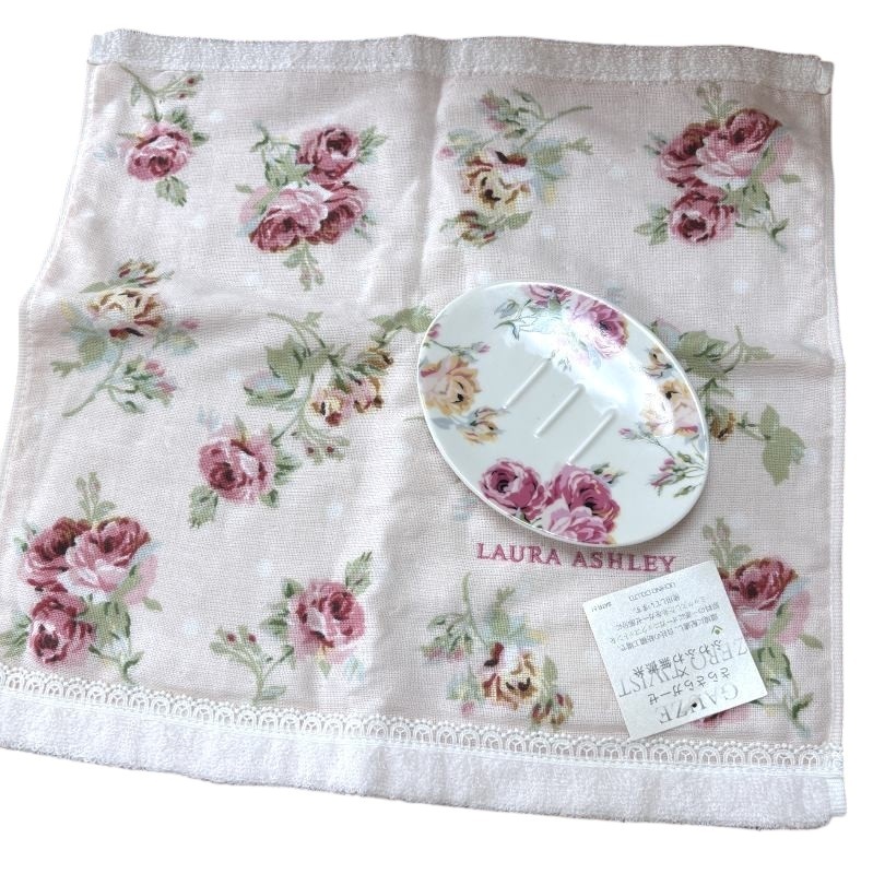 ローラアシュレイ　HOME ソープディッシュ　ハンドタオル　セット　 薔薇　ローズ