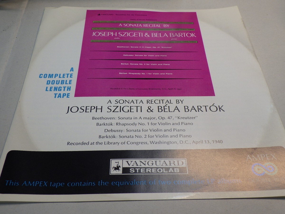 【￥1,000～】Open-Reel-Tape｜オープンリールテープ★VANGUARD/4tr, 7in★A SONATA RECITAL by JOSEPH SZIGETI & BELA BARTOK