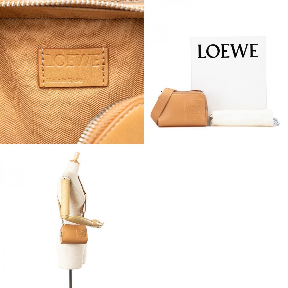 ロエベ アナグラムロゴ クロスボディ カメラバッグ ミニ ハンドバッグ ショルダーバッグ 2WAY ブラウン レザー LOEWE 【中古】