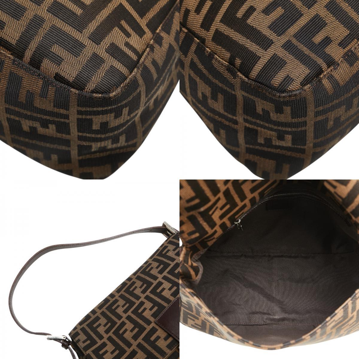 フェンディ ズッカ マンマバケット ハンドバッグ ブラウン キャンバス レザー レディース FENDI 【中古】
