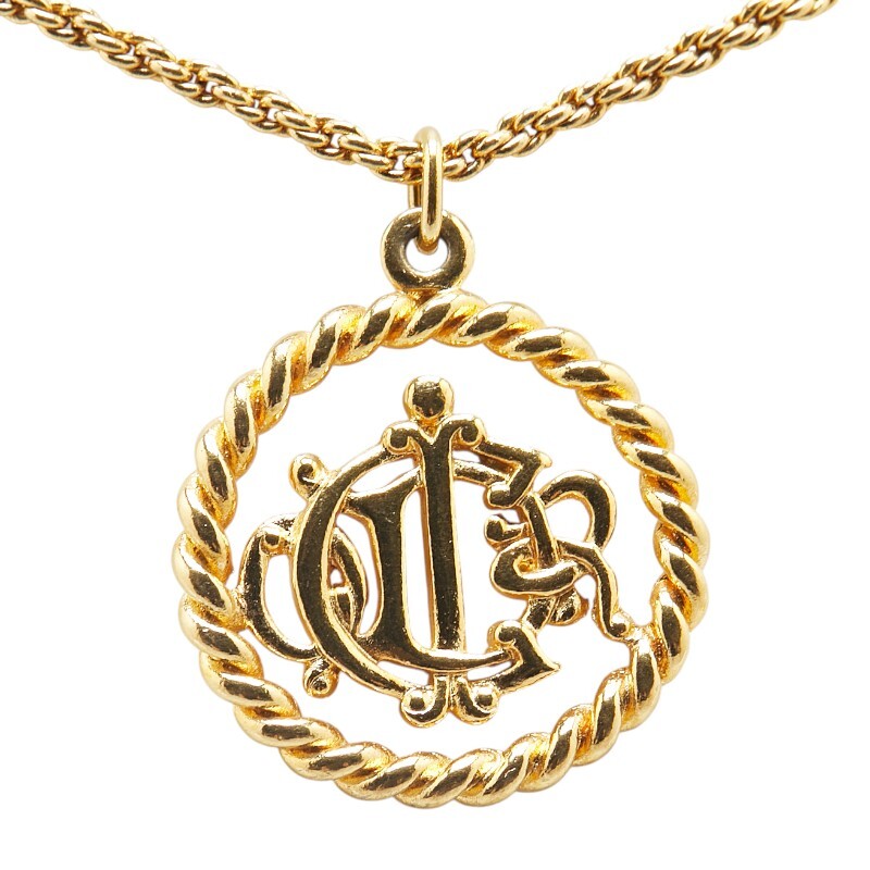 ディオール ヴィンテージ ロゴ ネックレス ゴールド メッキ レディース Dior 【中古】