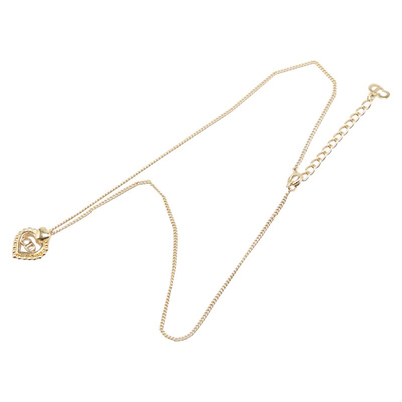 ディオール CDロゴ ハート ネックレス ゴールド メッキ レディース Dior 【中古】
