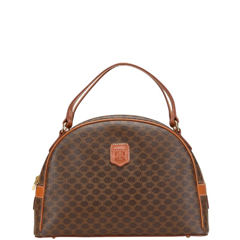 セリーヌ マカダム ハンドバッグ ブラウン PVC レザー レディース CELINE 【中古】