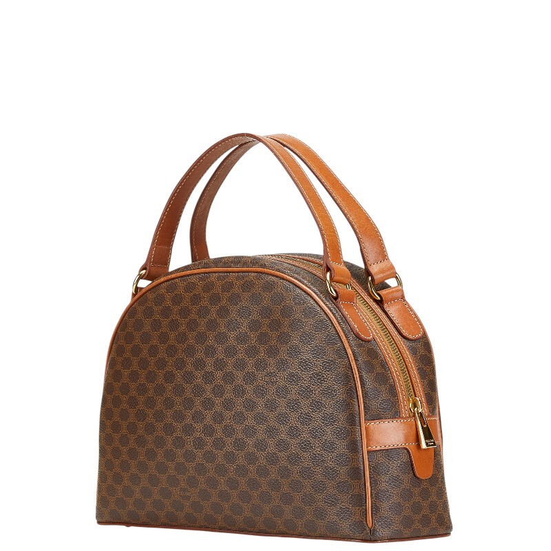 セリーヌ マカダム ハンドバッグ ブラウン PVC レザー レディース CELINE 【中古】