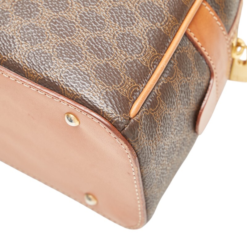 セリーヌ マカダム ハンドバッグ ブラウン PVC レザー レディース CELINE 【中古】