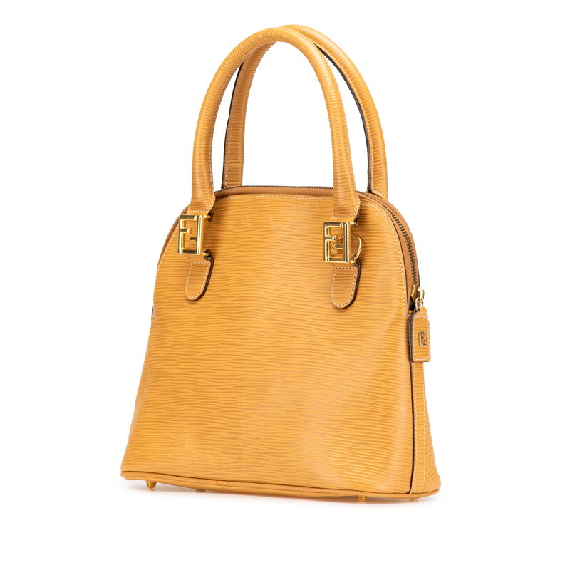 フェンディ FFロゴ ハンドバッグ ショルダーバッグ 2WAY ベージュ マスタード レザー レディース FENDI 【中古】