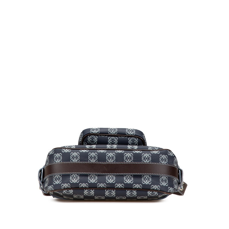 ロエベ アナグラム ワンショルダーバッグ ネイビー ブラウン PVC レザー レディース LOEWE 【中古】