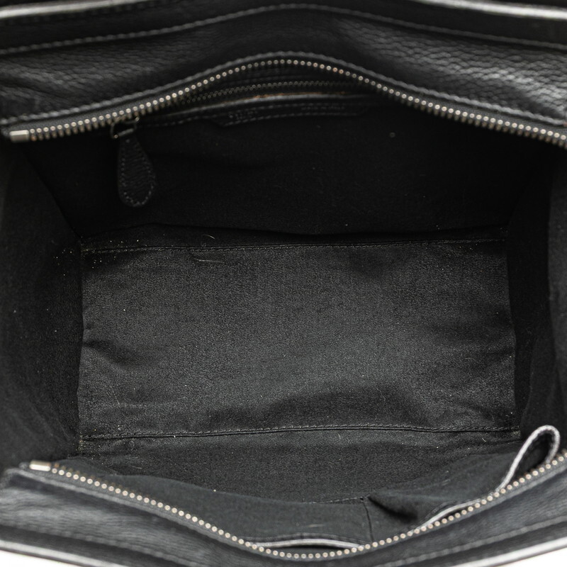 セリーヌ ラゲージ マイクロショッパー ハンドバッグ ブラック レザー レディース CELINE 【中古】