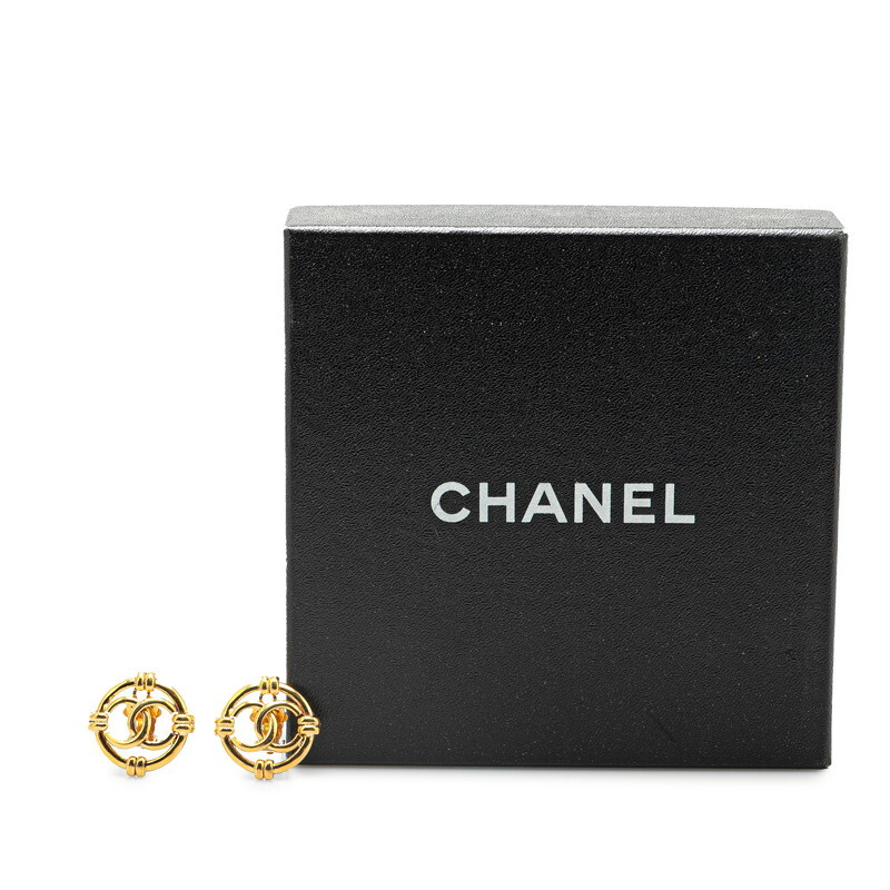 シャネル ヴィンテージ ココマーク ラウンド サークル イヤリング ゴールド メッキ レディース CHANEL 【中古】