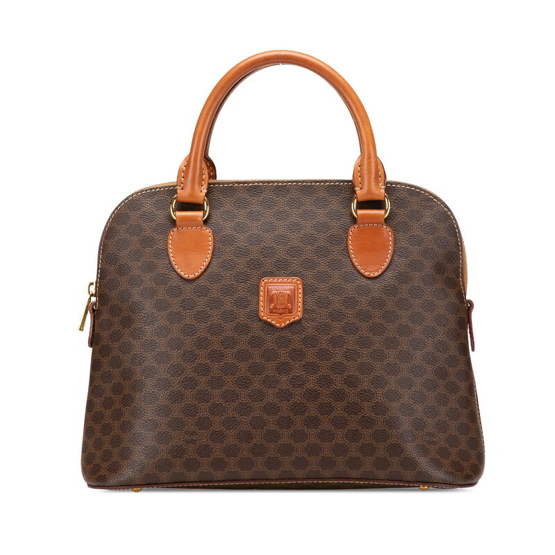 セリーヌ マカダム ハンドバッグ ブラウン PVC レザー レディース CELINE 【中古】