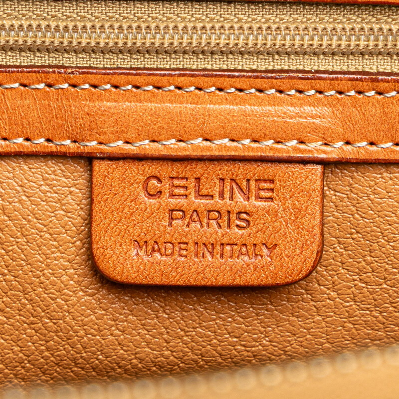 セリーヌ マカダム ハンドバッグ ブラウン PVC レザー レディース CELINE 【中古】