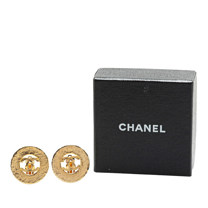 シャネル ヴィンテージ ココマーク ラウンド サークル イヤリング ゴールド メッキ レディース CHANEL 【中古】