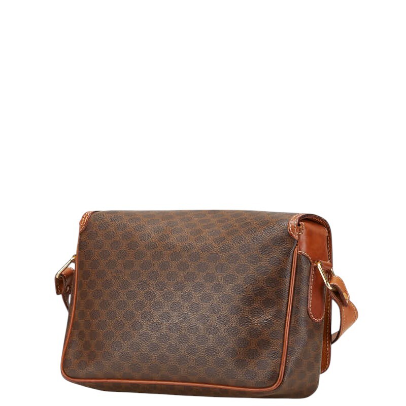 セリーヌ マカダム 斜め掛け ショルダーバッグ ブラウン PVC レザー レディース CELINE 【中古】