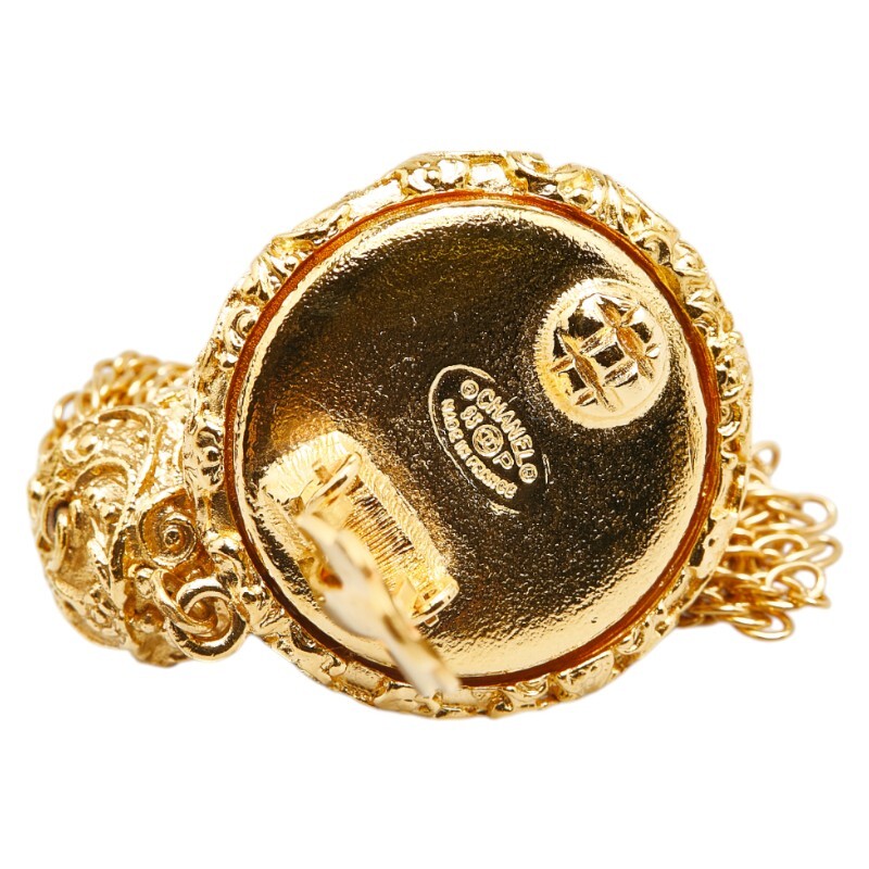 シャネル ヴィンテージ ココマーク 溶巖 ヨウガン ミラー フリンジ イヤリング ゴールド メッキ レディース CHANEL 【中古】
