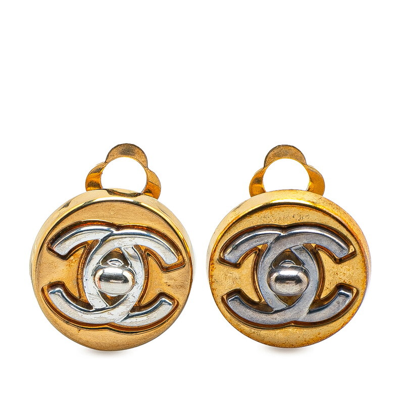 シャネル ヴィンテージ ココマーク ターンロック イヤリング ゴールド シルバー メッキ レディース CHANEL 【中古】