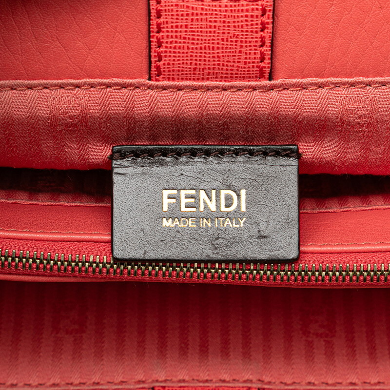 フェンディ プチトゥージュール ハンドバック ショルダーバッグ 2WAY 8BH253 オレンジ ピンク レザー レディース FENDI 【中古】