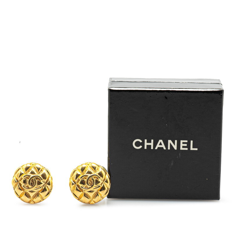 シャネル ヴィンテージ ココマーク マトラッセ イヤリング ゴールド メッキ レディース CHANEL 【中古】