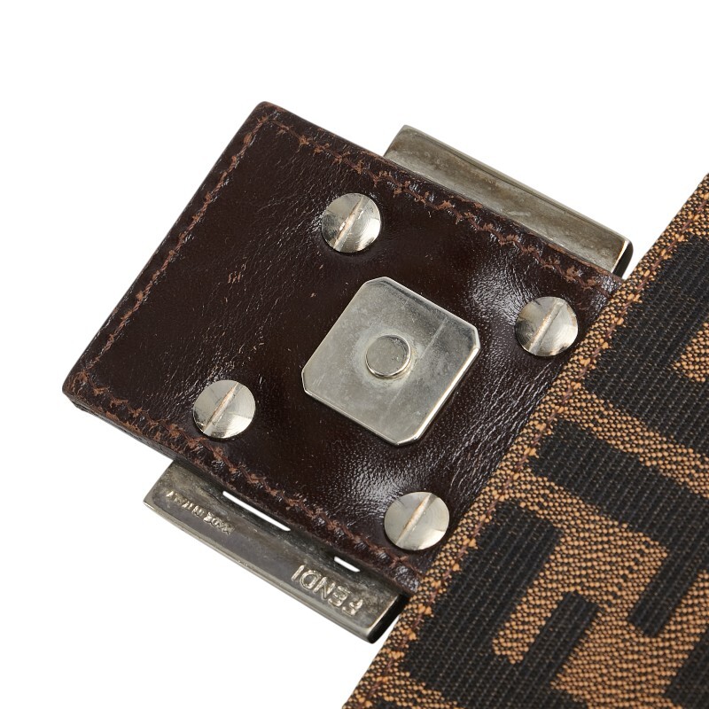 フェンディ ズッカ マンマバケット ハンドバッグ ブラウン キャンバス レザー レディース FENDI 【中古】