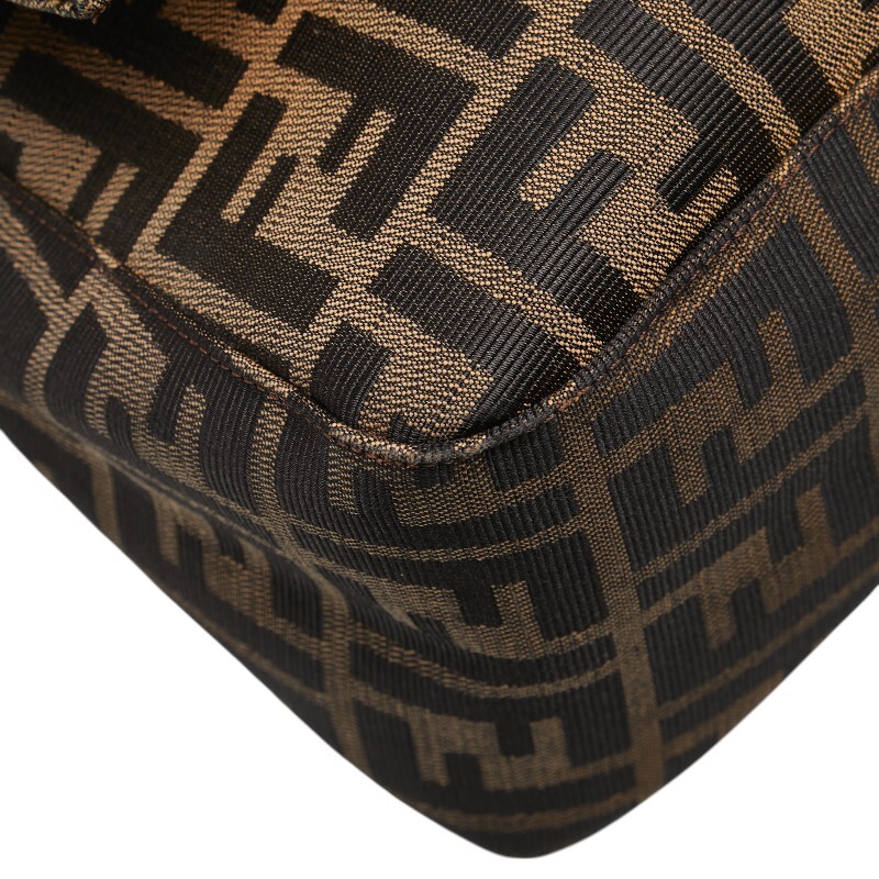 フェンディ ズッカ マンマバケット ハンドバッグ ブラウン キャンバス レザー レディース FENDI 【中古】