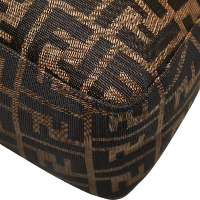 フェンディ ズッカ マンマバケット ハンドバッグ ブラウン キャンバス レザー レディース FENDI 【中古】