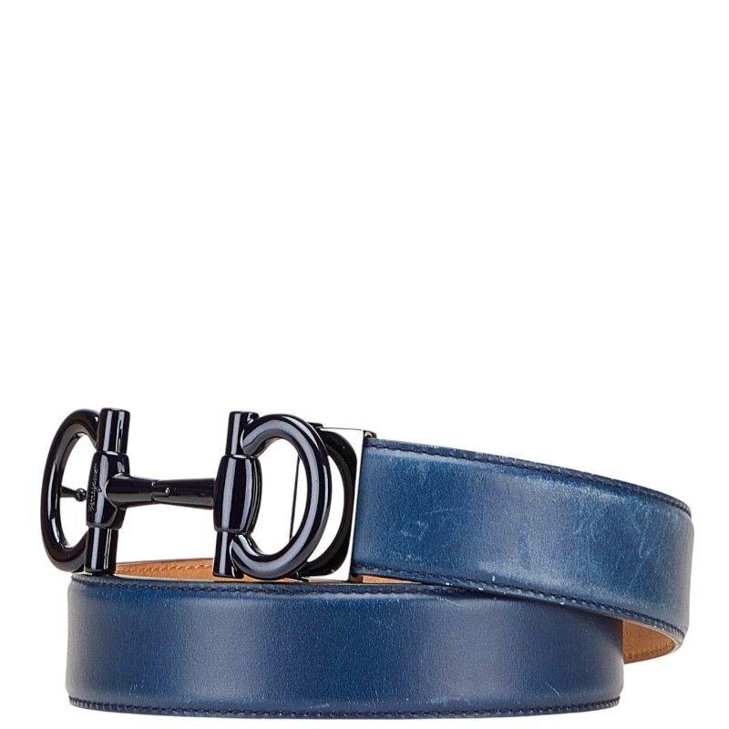  Salvatore Ferragamo LIMITED EDITION gun chi-ni ремень голубой кожа мужской Salvatore Ferragamo [ б/у ]
