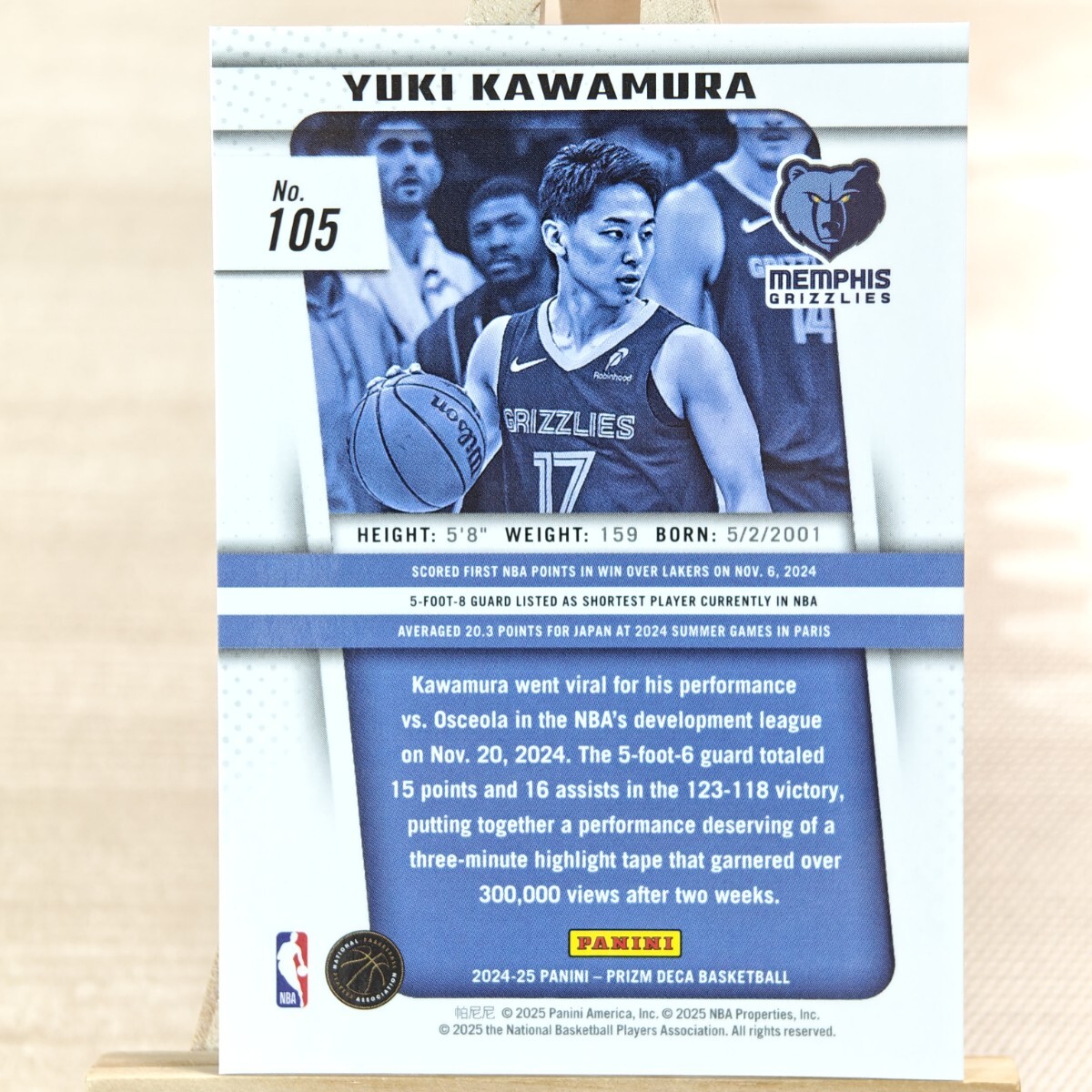 河村勇輝 2024-25 Panini Prizm Deca Yuki Kawamura RC メンフィス?グリズリーズ