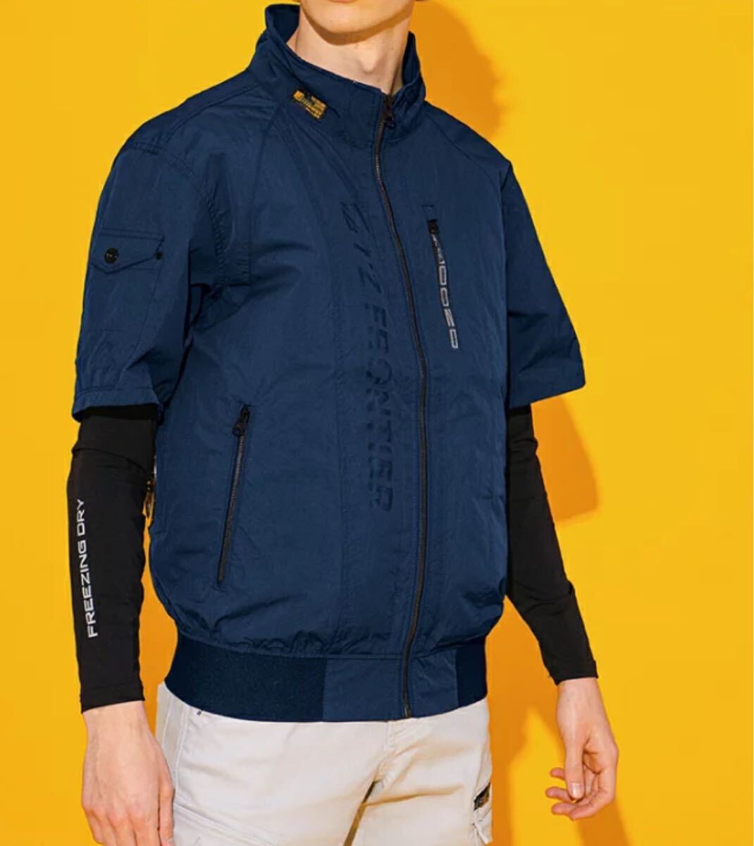 送料無料＆稅込価格！アイズフロンティア 空調(diào)服 半袖 作業(yè)服 作業(yè)著 新品 限定 ネイビー 選べるサイズ