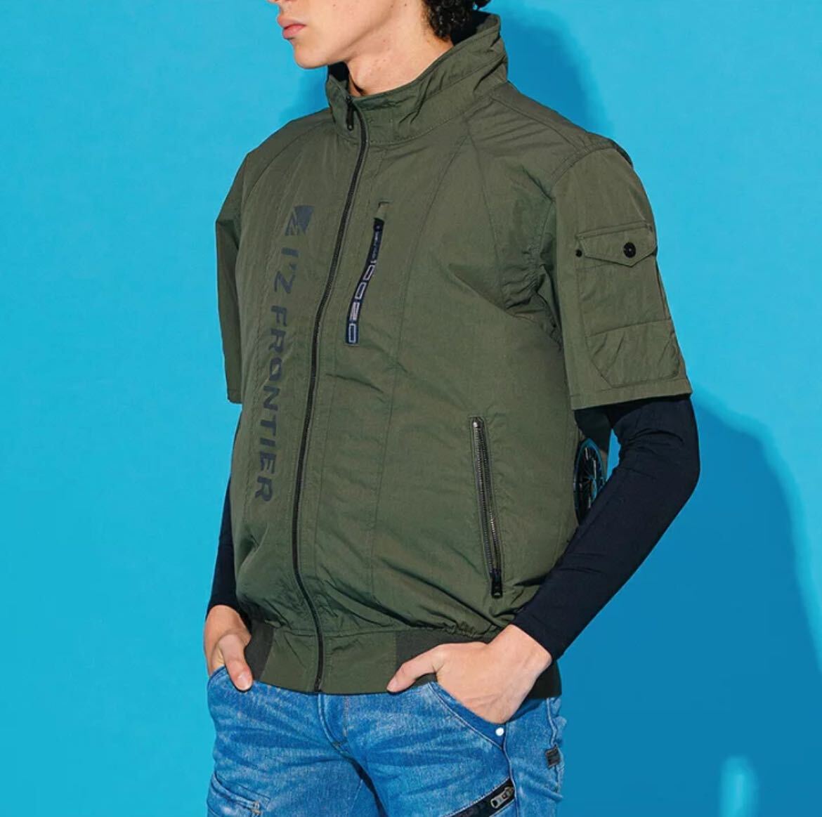送料無料＆税込価格！アイズフロンティア 空調服 作業服 作業着 新品 限定 半袖 アーミーグリーン 選べるサイズM.L.LL