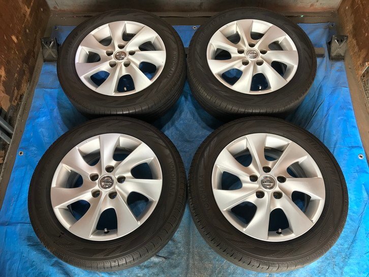  супер-скидка! колесо с шиной! Nissan оригинальный aluminium 16-6J 5H/114.3 ET45 +195/60R16 б/у 4шт.@ Sylphy / Serena / Lafesta и т.п.!HM001127