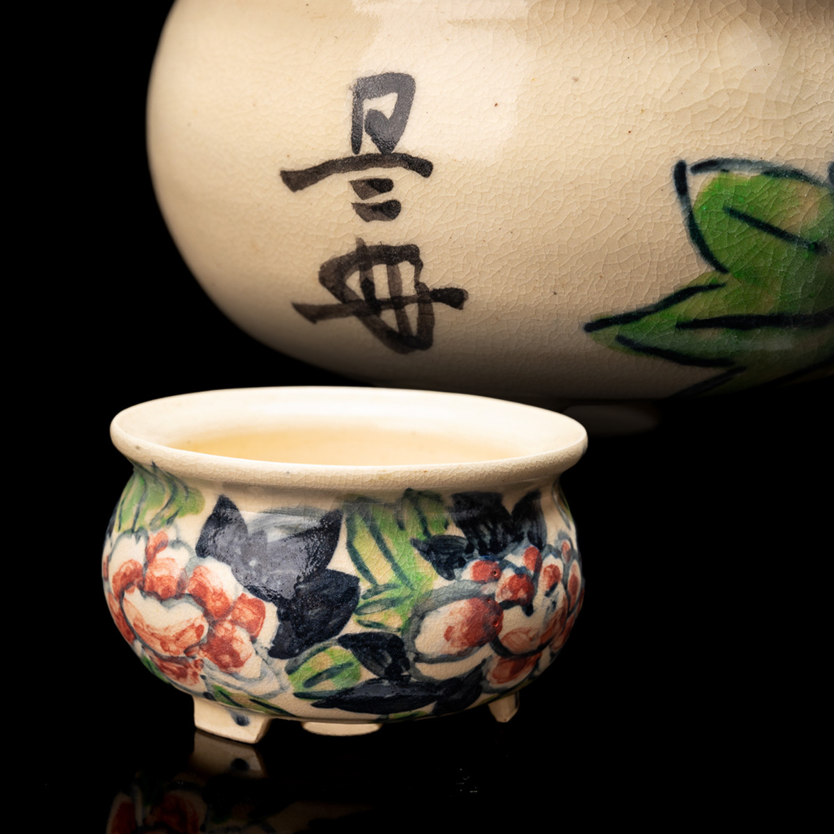 ぴんちゃん 時代伊万里 色絵印判金彩 3羽の鳥 花生垣文 大なます皿 3客 ぴんちゃん様専用 時代伊万里 色絵印判金彩 3羽の鳥 花生垣文 大