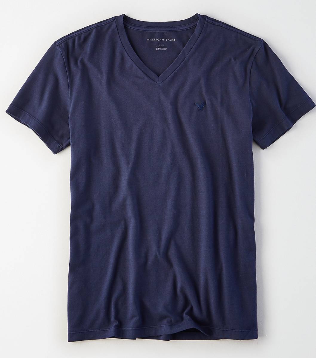  распродажа!!**AE / American Eagle / AE V шея футболка / US L / Navy /