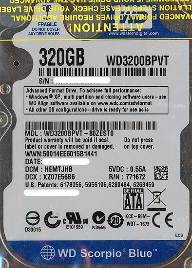 【中古】WesternDigital HDD 2.5inch WD3200BPVT 320GB 9.5mm 200～500時間以内 [管理:1050026057]_画像1