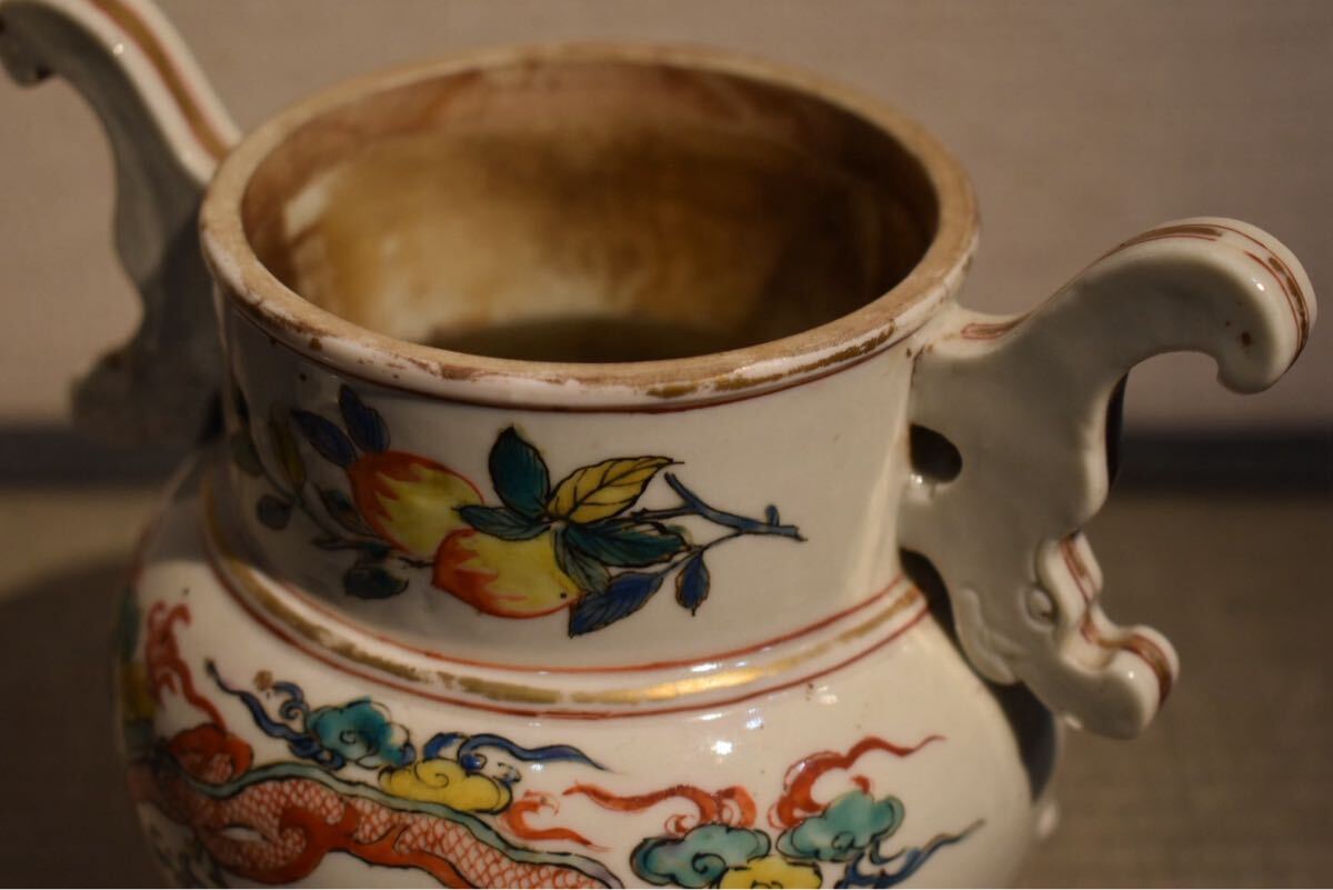 【GE】Y1318【コレクター所蔵品】時代 柿右衛(wèi)門濁手香爐/日本美術(shù) 伊萬里 有田 色絵 香道具 香爐 骨董品 時代品 美術(shù)品 古美術(shù)品