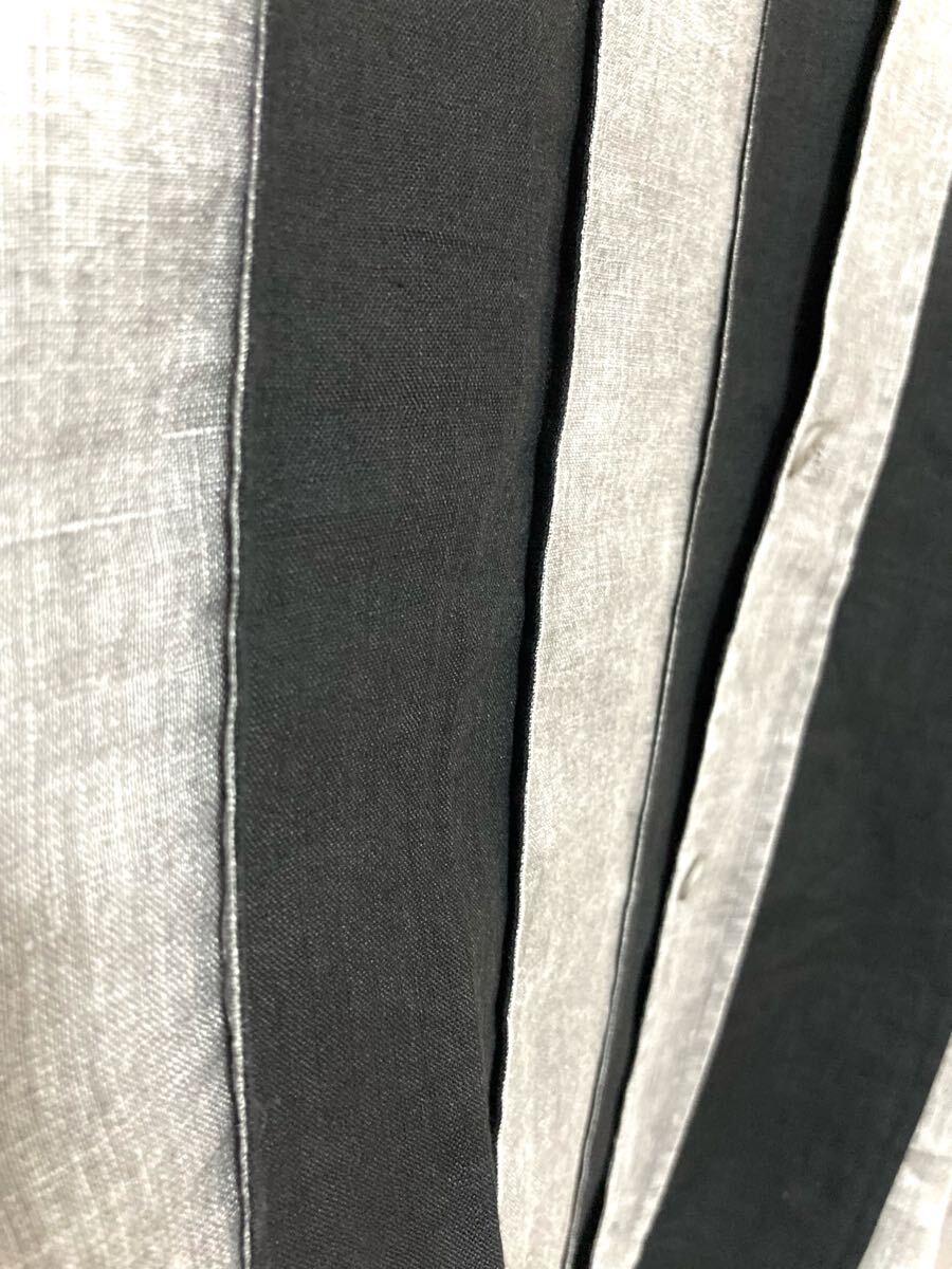 イッセイミヤケ　issey miyake MEN メン半袖　リネン シャツ　ストライプ　トップス　2 グレー 麻　トップス　