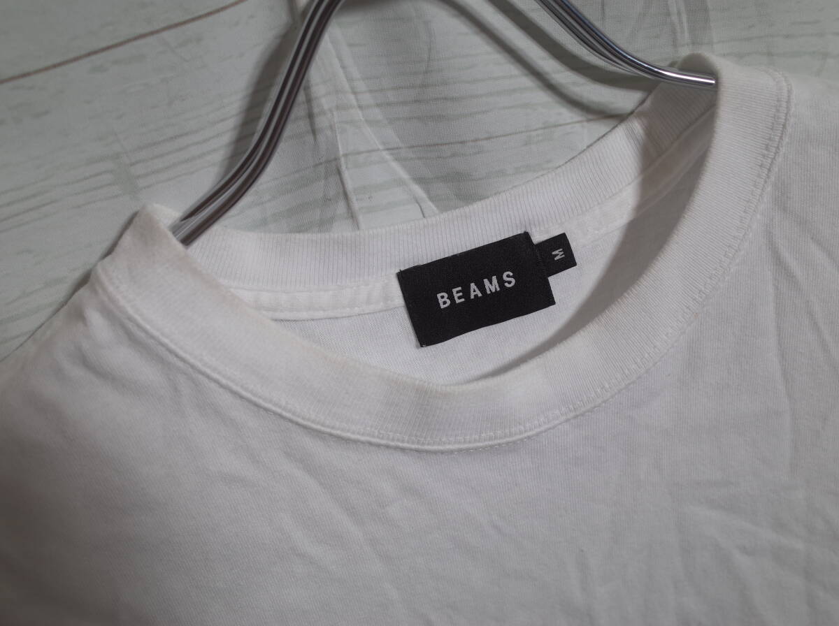 メンズ pm339 BEAMS ビームス ロゴ プリント 半袖 Tシャツ M ホワイト 白 ネコポス可 