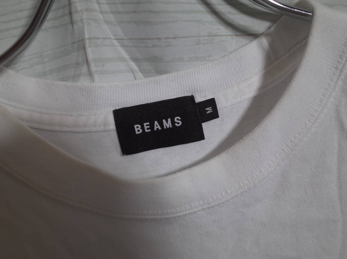 メンズ pm339 BEAMS ビームス ロゴ プリント 半袖 Tシャツ M ホワイト 白 ネコポス可 