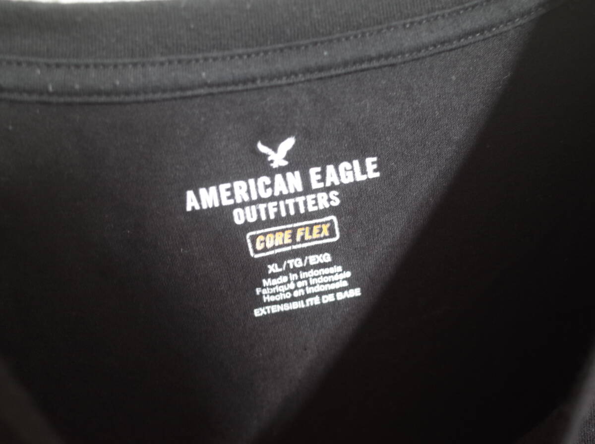 メンズ pm372 AMERICAN EAGLE OUTFITTERS アメリカンイーグル ロゴ 半袖 Tシャツ XL ブラック 黒 ネコポス可